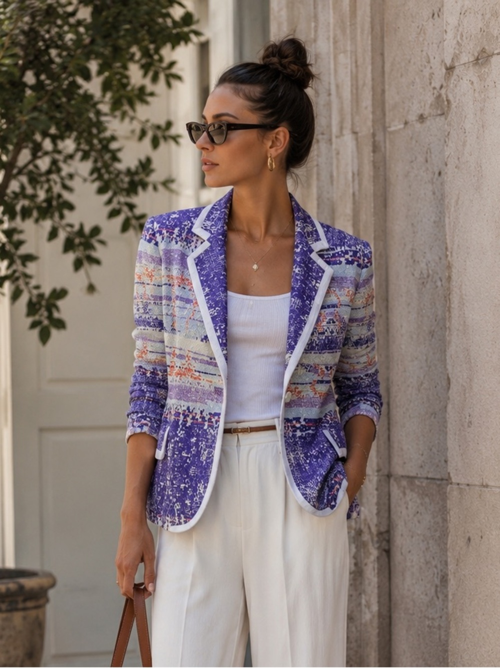 Bill Blass Purple and White Blazer